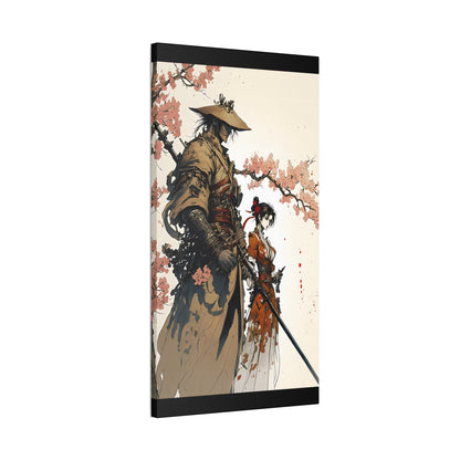 Samurai Ronin and Woman Warrior Art Print - Cherry Blossom Serenity The perfect gift for gamers and art collectors