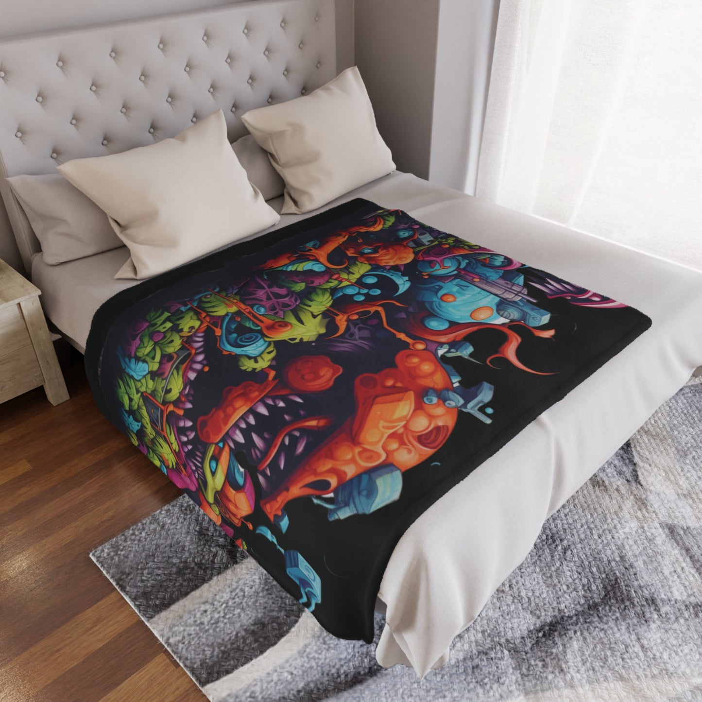 Video Game Graffiti Concept Art by Brandon Mclain, limited Edition, Ultra-Soft Microfiber Fleece Blanket in 3 Sizes (c)BrandonMclain2024