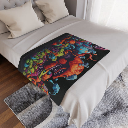 Video Game Graffiti Concept Art by Brandon Mclain, limited Edition, Ultra-Soft Microfiber Fleece Blanket in 3 Sizes (c)BrandonMclain2024