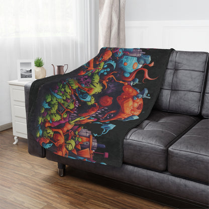 Video Game Graffiti Concept Art by Brandon Mclain, limited Edition, Ultra-Soft Microfiber Fleece Blanket in 3 Sizes (c)BrandonMclain2024