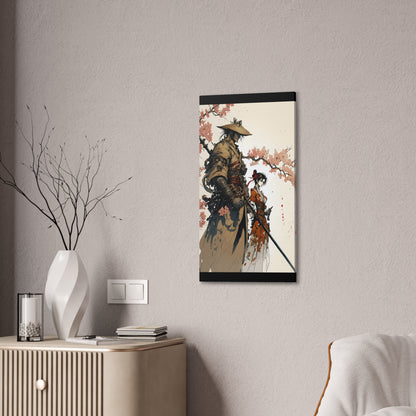 Samurai Ronin and Woman Warrior Art Print - Cherry Blossom Serenity The perfect gift for gamers and art collectors
