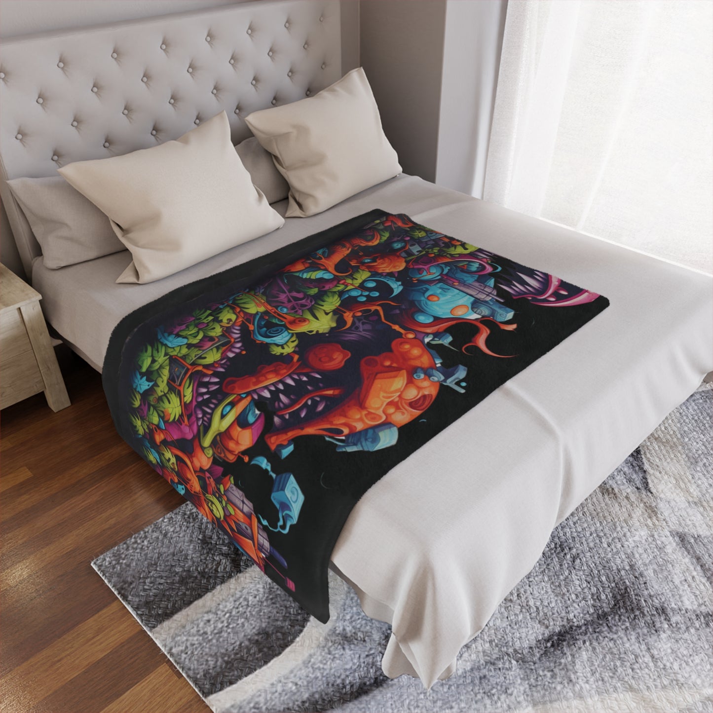 Video Game Graffiti Concept Art by Brandon Mclain, limited Edition, Ultra-Soft Microfiber Fleece Blanket in 3 Sizes (c)BrandonMclain2024