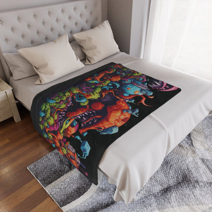 Video Game Graffiti Concept Art by Brandon Mclain, limited Edition, Ultra-Soft Microfiber Fleece Blanket in 3 Sizes (c)BrandonMclain2024