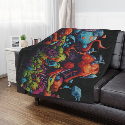 Video Game Graffiti Concept Art by Brandon Mclain, limited Edition, Ultra-Soft Microfiber Fleece Blanket in 3 Sizes (c)BrandonMclain2024